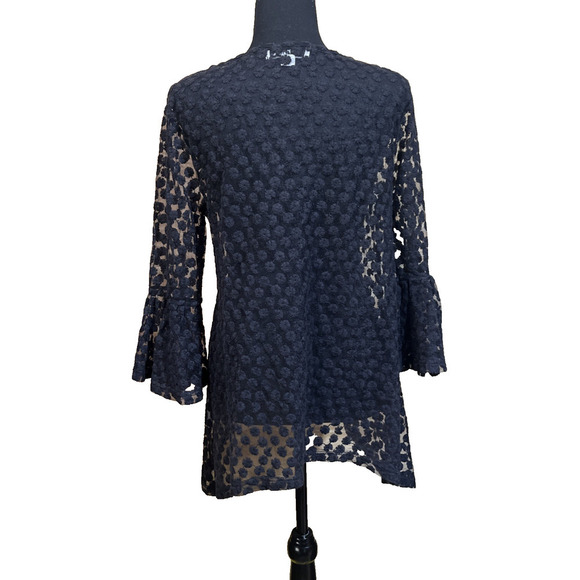 Simply Noelle Black Open Lace Crochet Bell Sleeves Size L/XL Whimsygoth Fairy - Picture 3 of 11